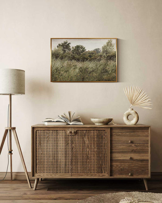 InSimSea Vintage Landscape - Field of Oats Near Vejby Framed Canvas
