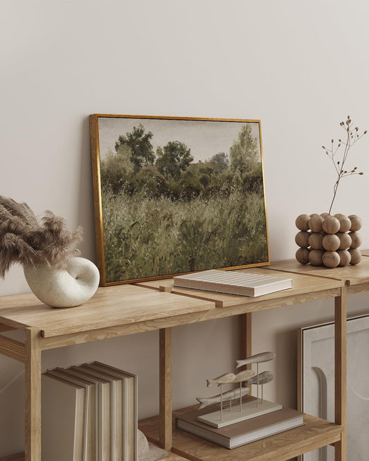 InSimSea Vintage Landscape - Field of Oats Near Vejby Framed Canvas